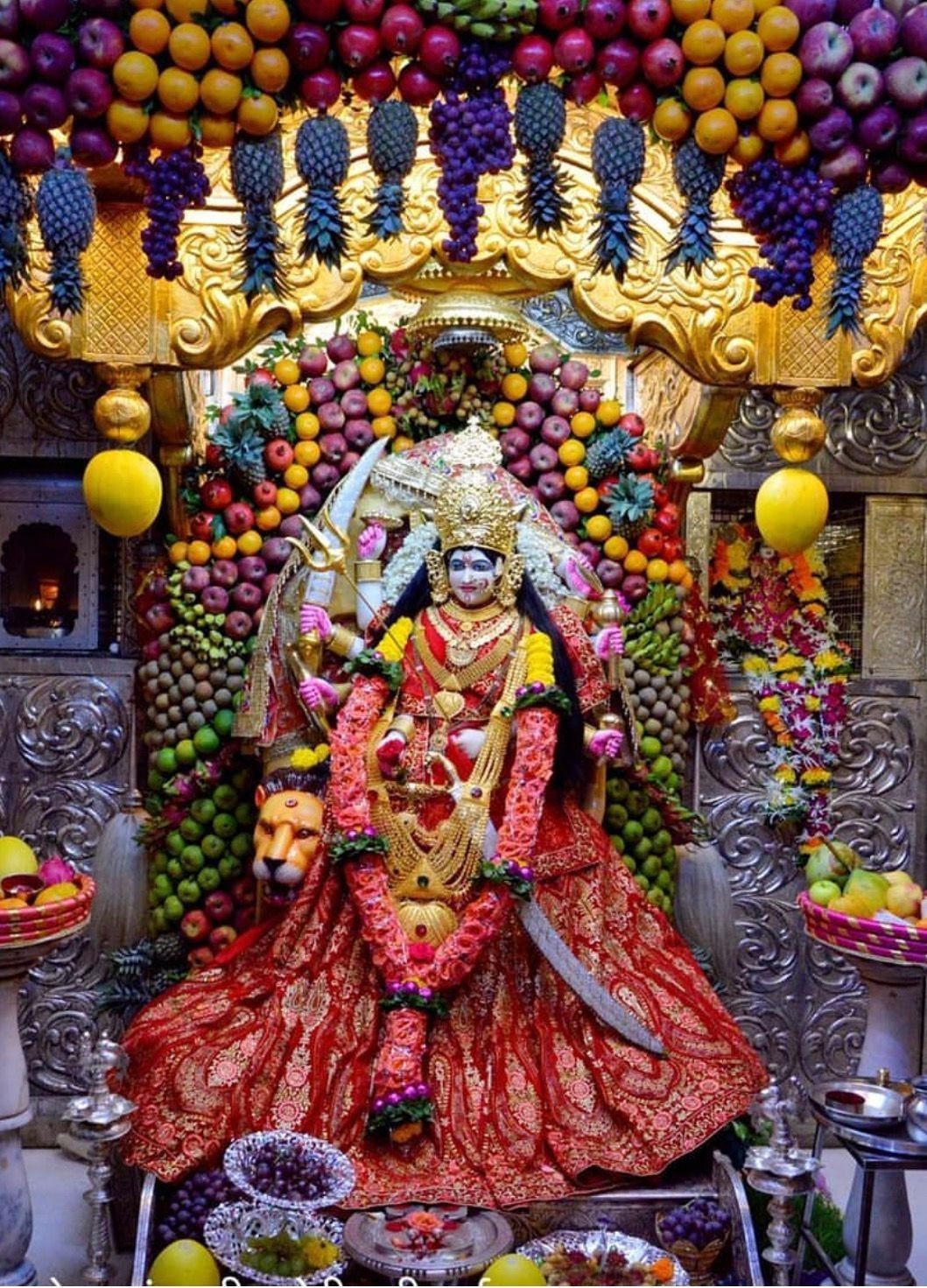 Ambe Maa with fruit offerings