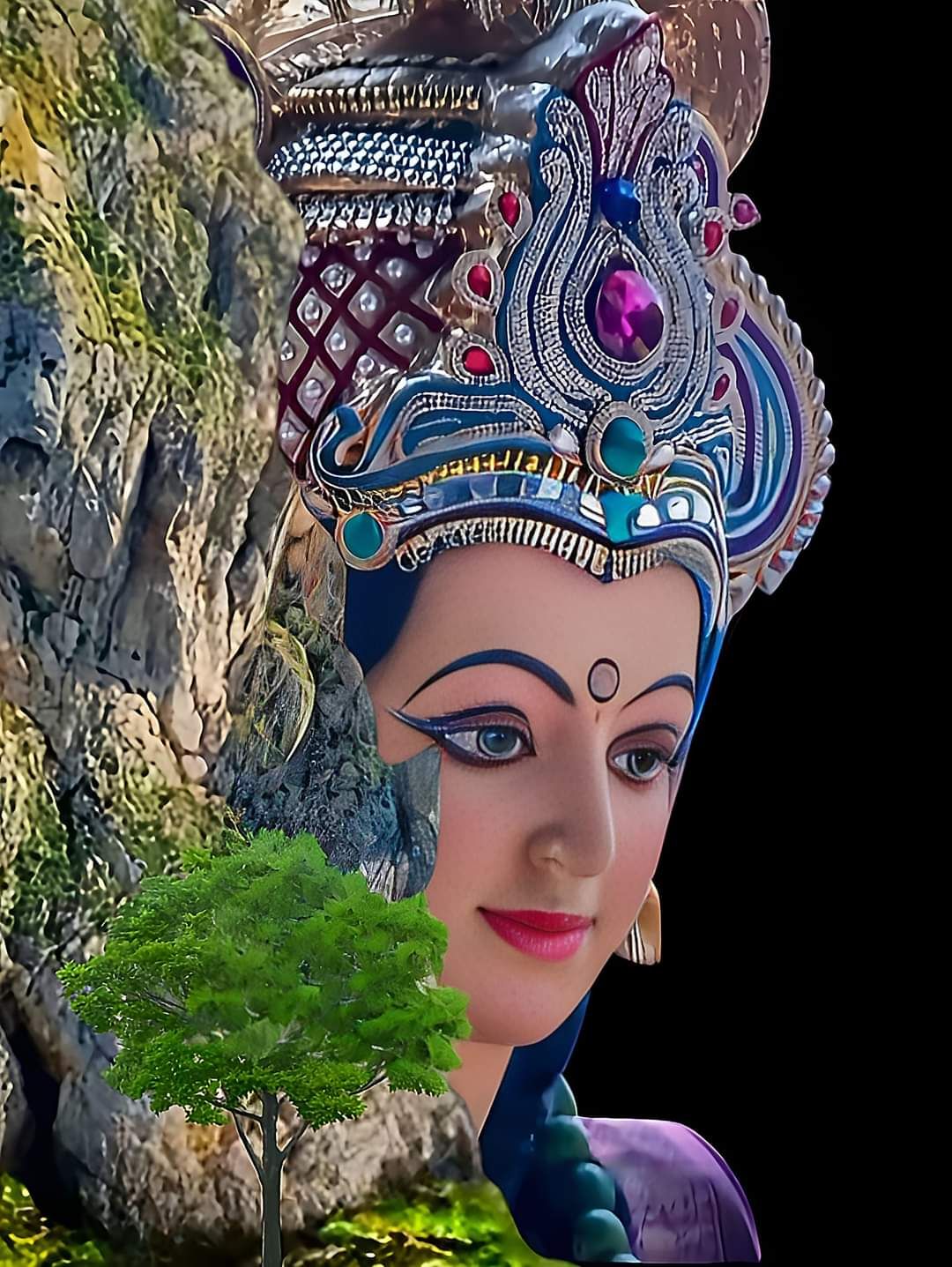 Ambe Maa with ornate jeweled crown.