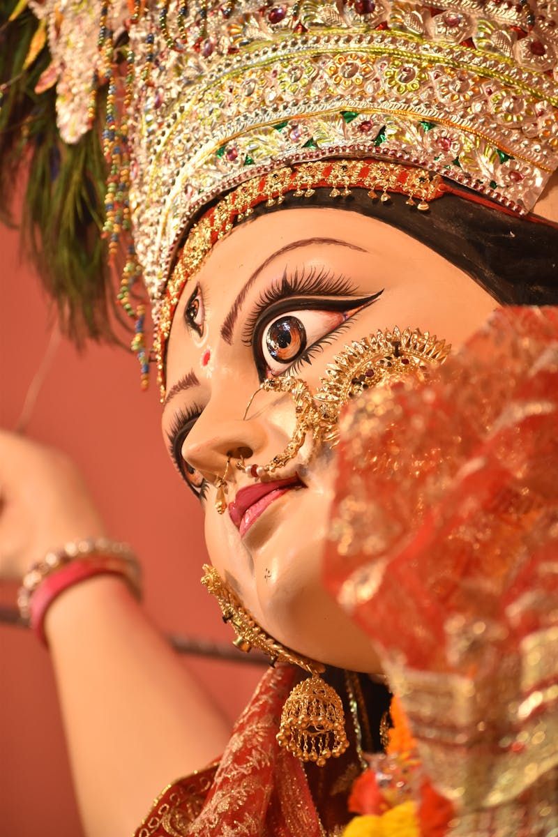 Close-up of Goddess Durga’s face