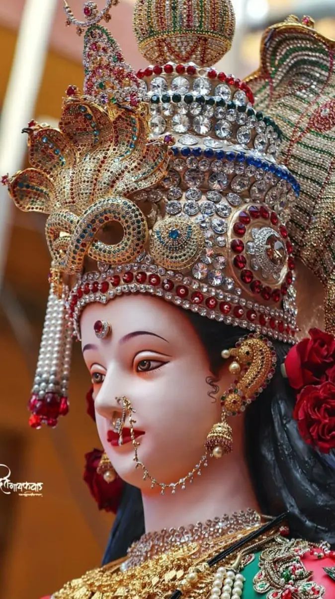 Ambe Maa with ornate jeweled crown