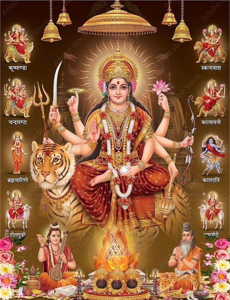 Durga devi nine forms wallpaper