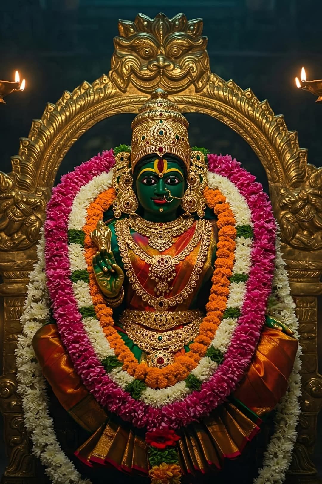 Ambe Maa adorned with floral garland