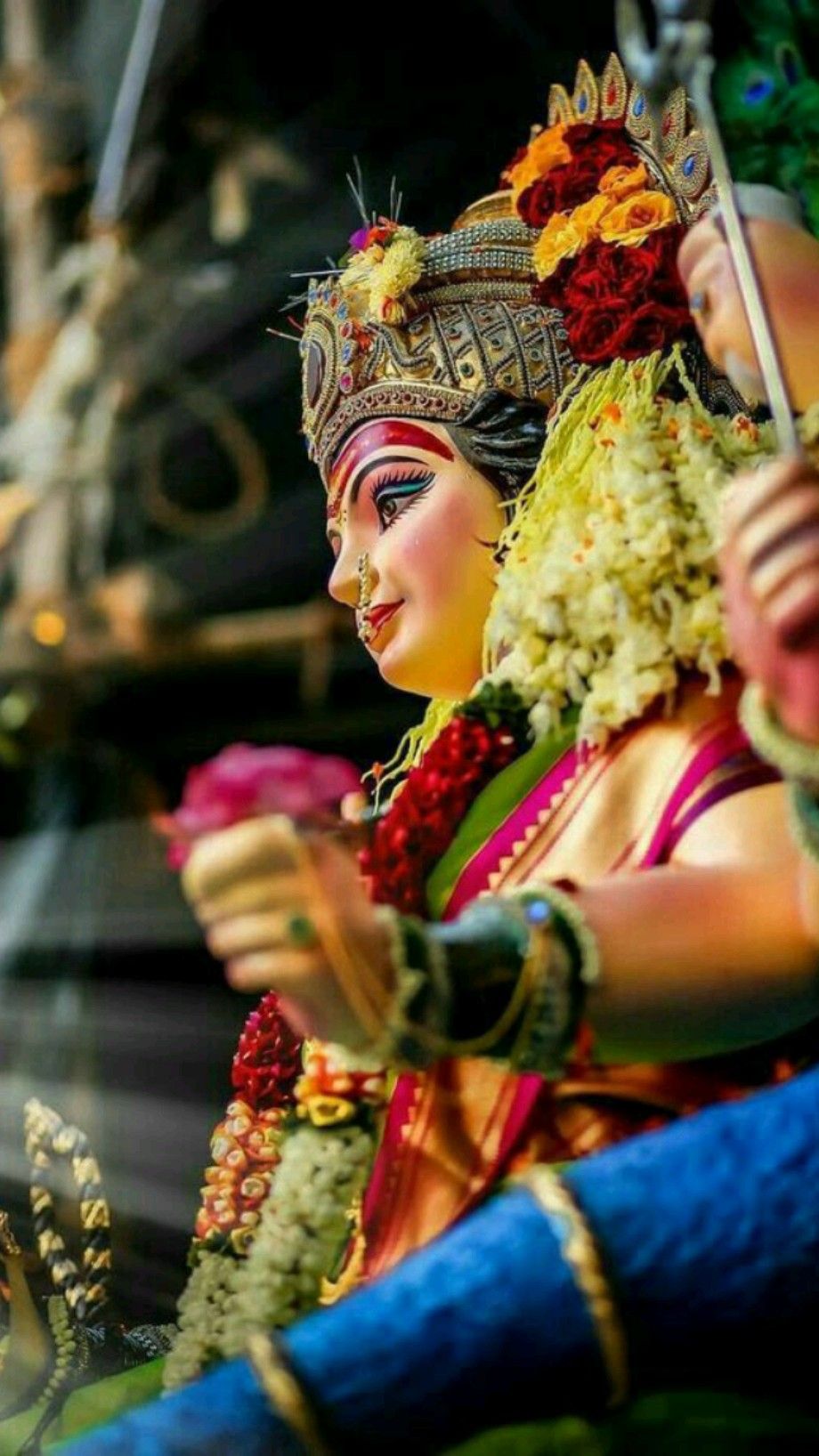 Ambe maa adorned with floral garlands