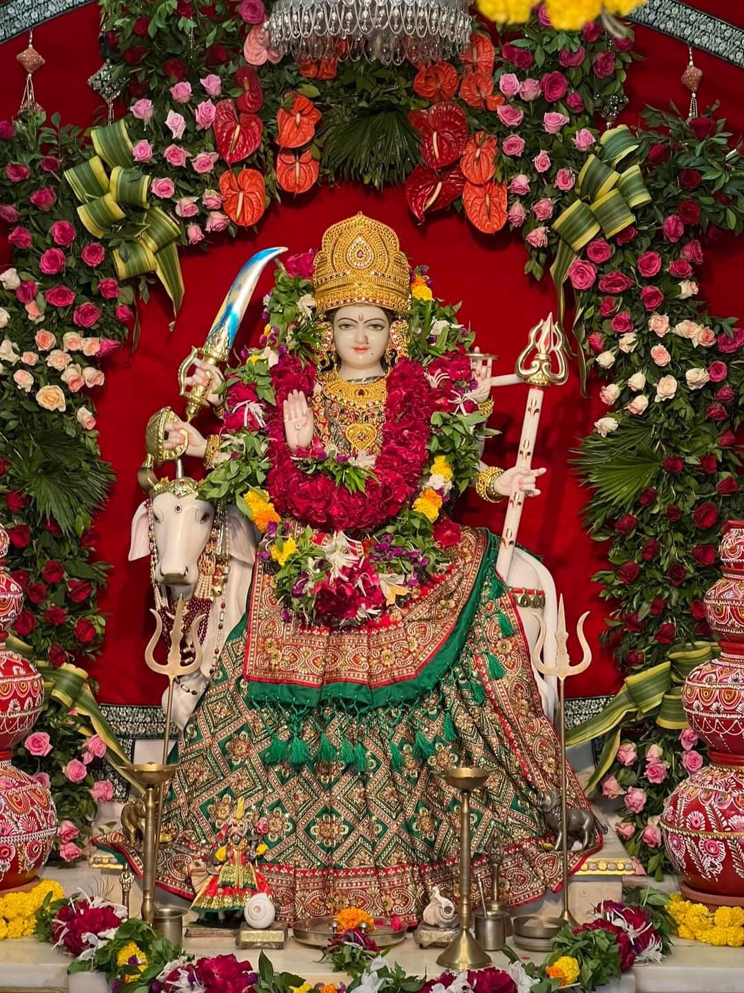 Ambe Maa adorned with flowers