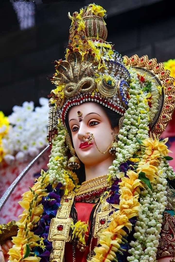 Ambe Maa with golden floral crown