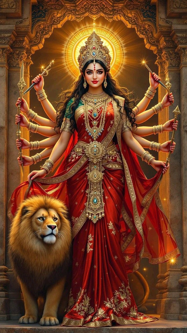 Ambe Maa, goddess Durga with lion