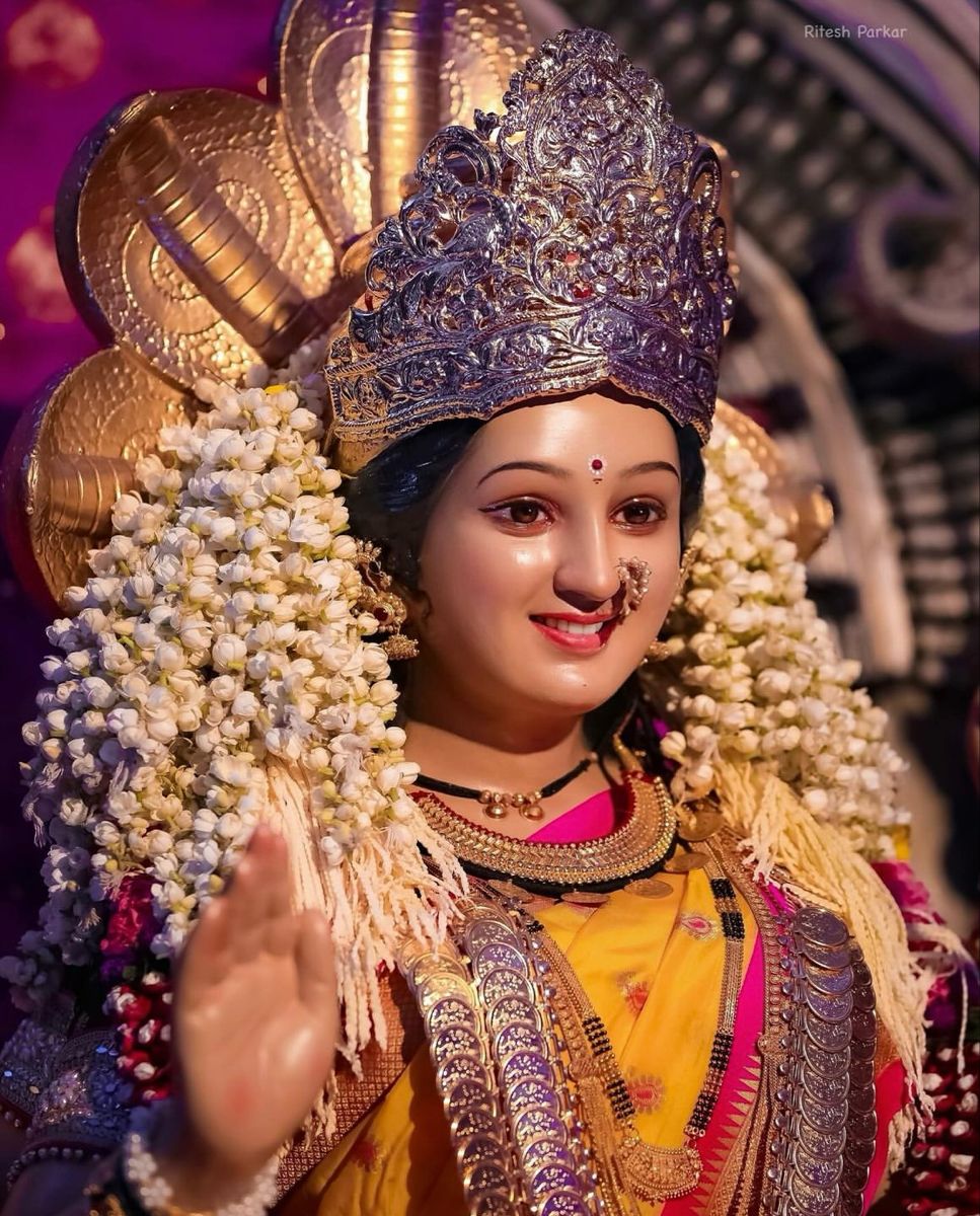 Goddess Ambe Maa with floral adornments