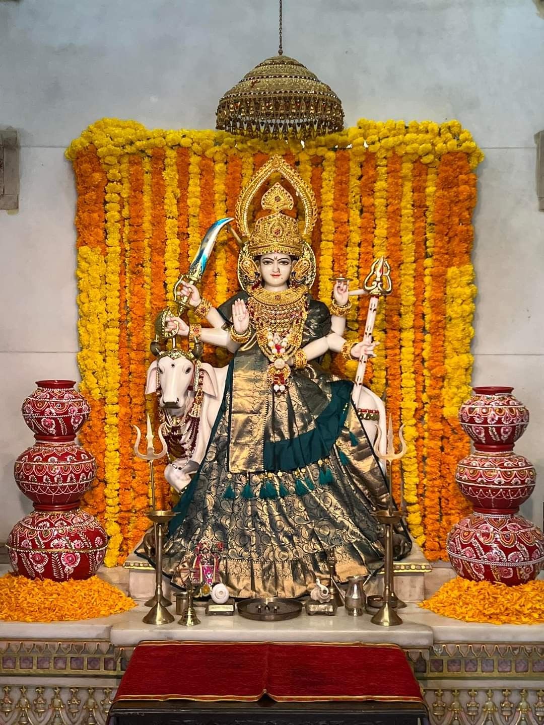 Goddess ambe maa adorned with marigolds