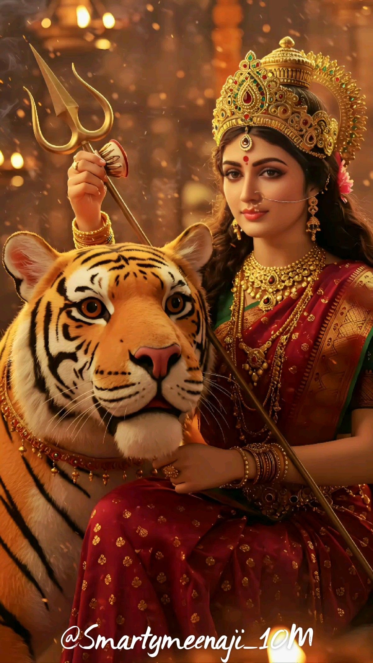 Ambe Maa riding a Royal Bengal Tiger