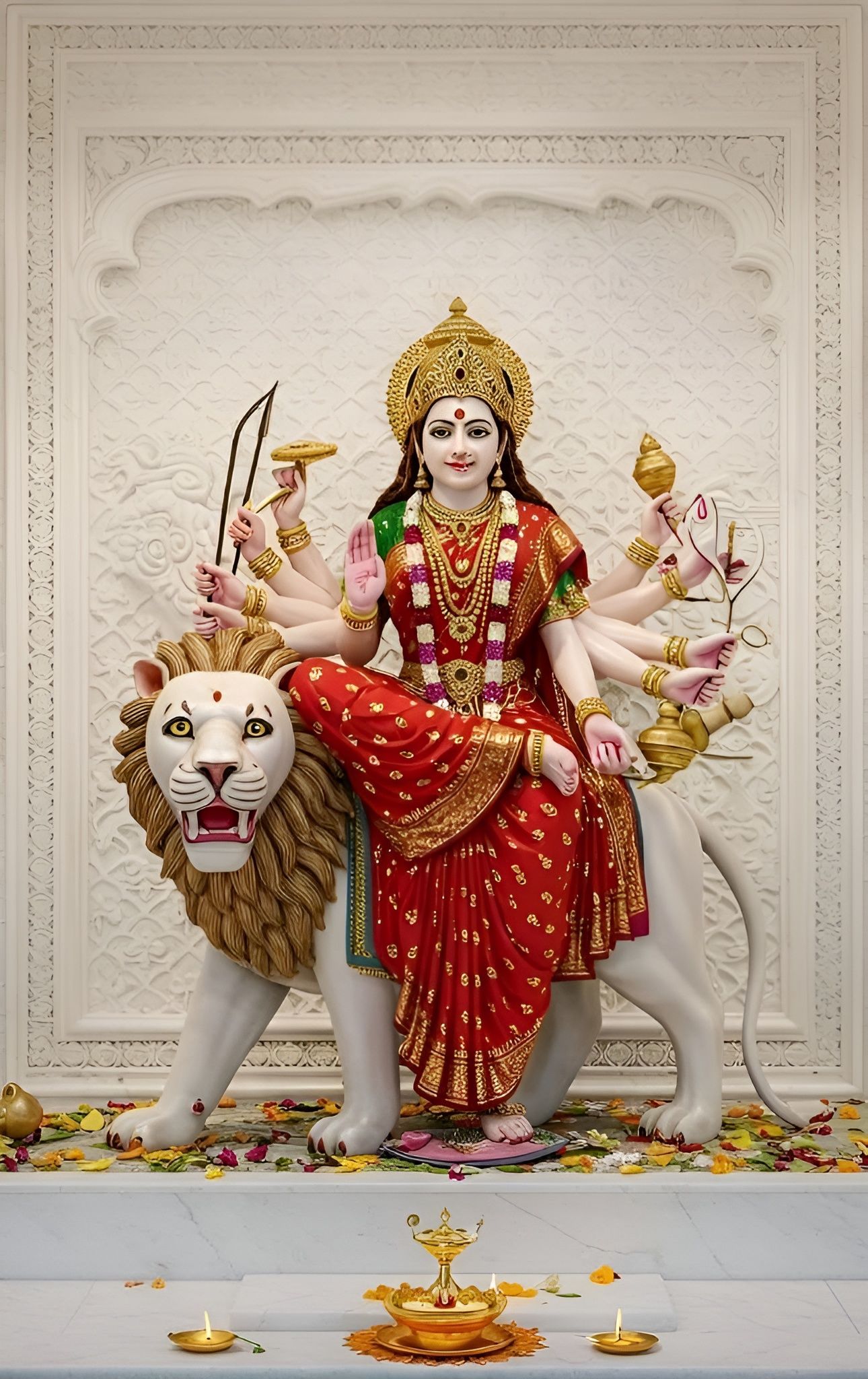 Ambe Maa riding a majestic lion