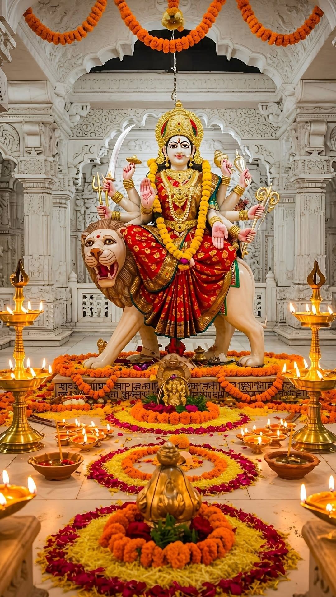 Ambe Maa riding a majestic lion
