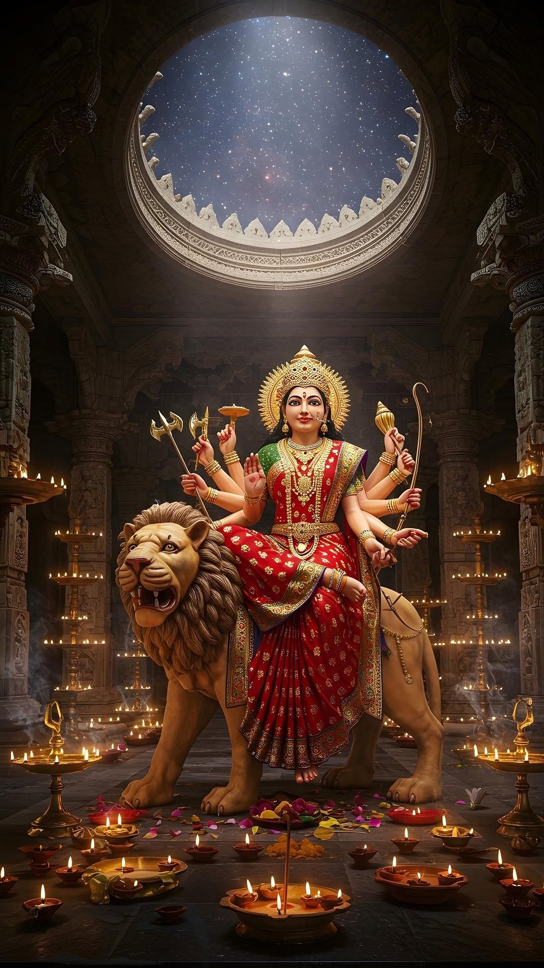 Durga Maa riding a lion, divine image