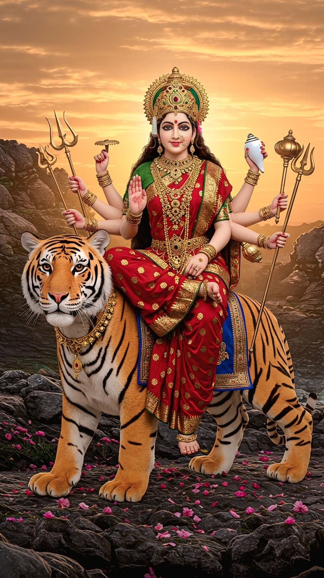 Ambe maa riding a majestic tiger