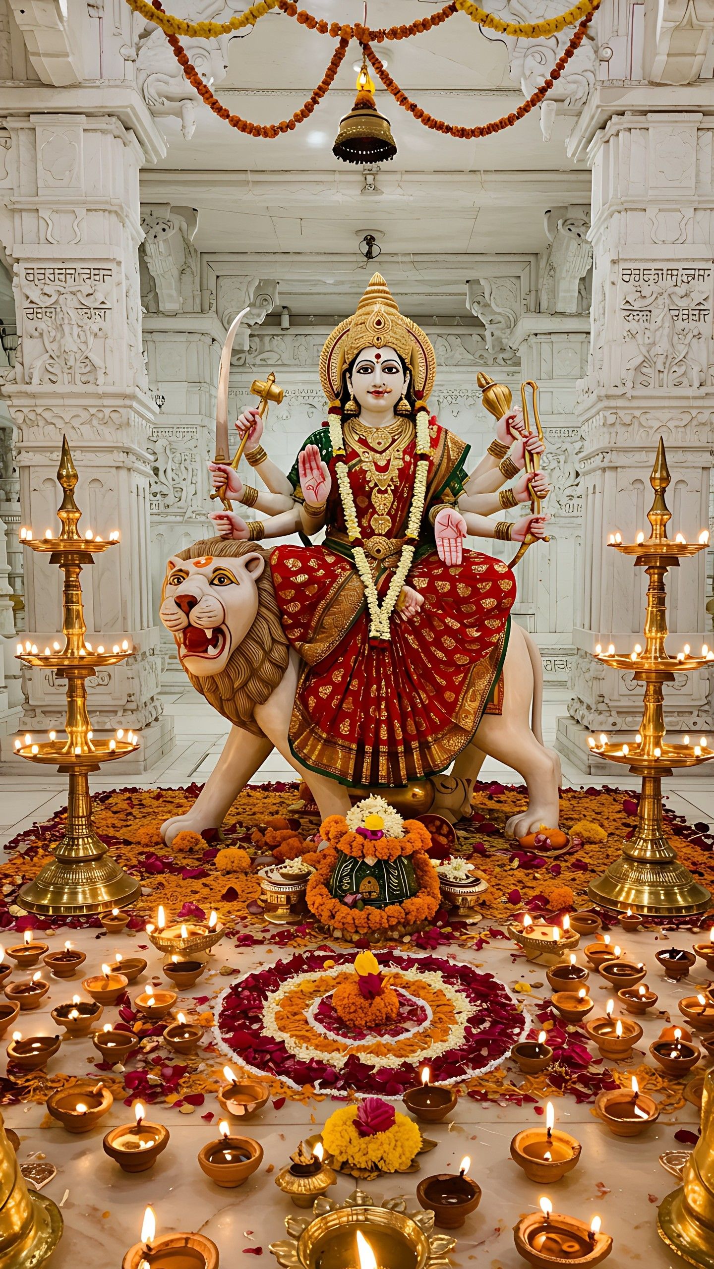 Ambe Maa seated on lion in temple