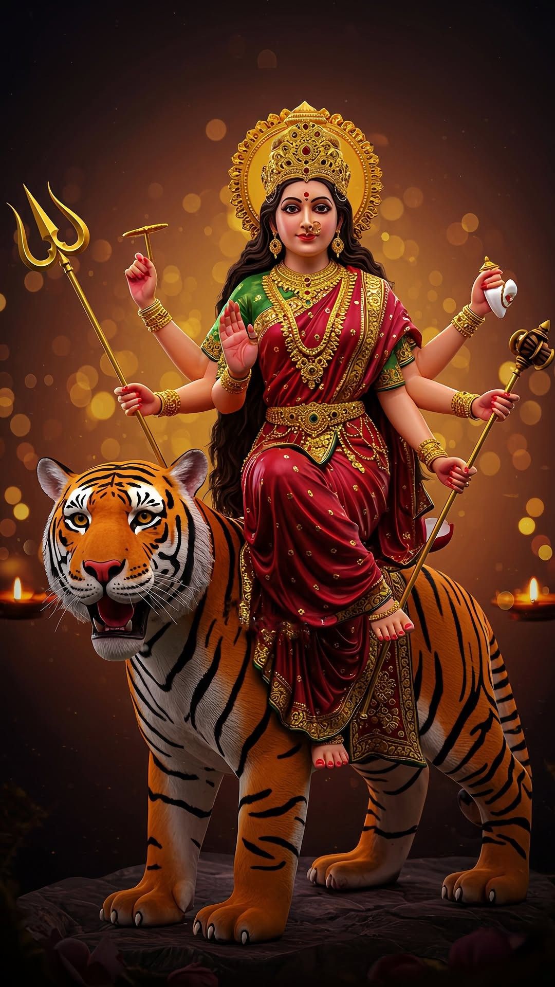 Ambe Maa riding a majestic tiger