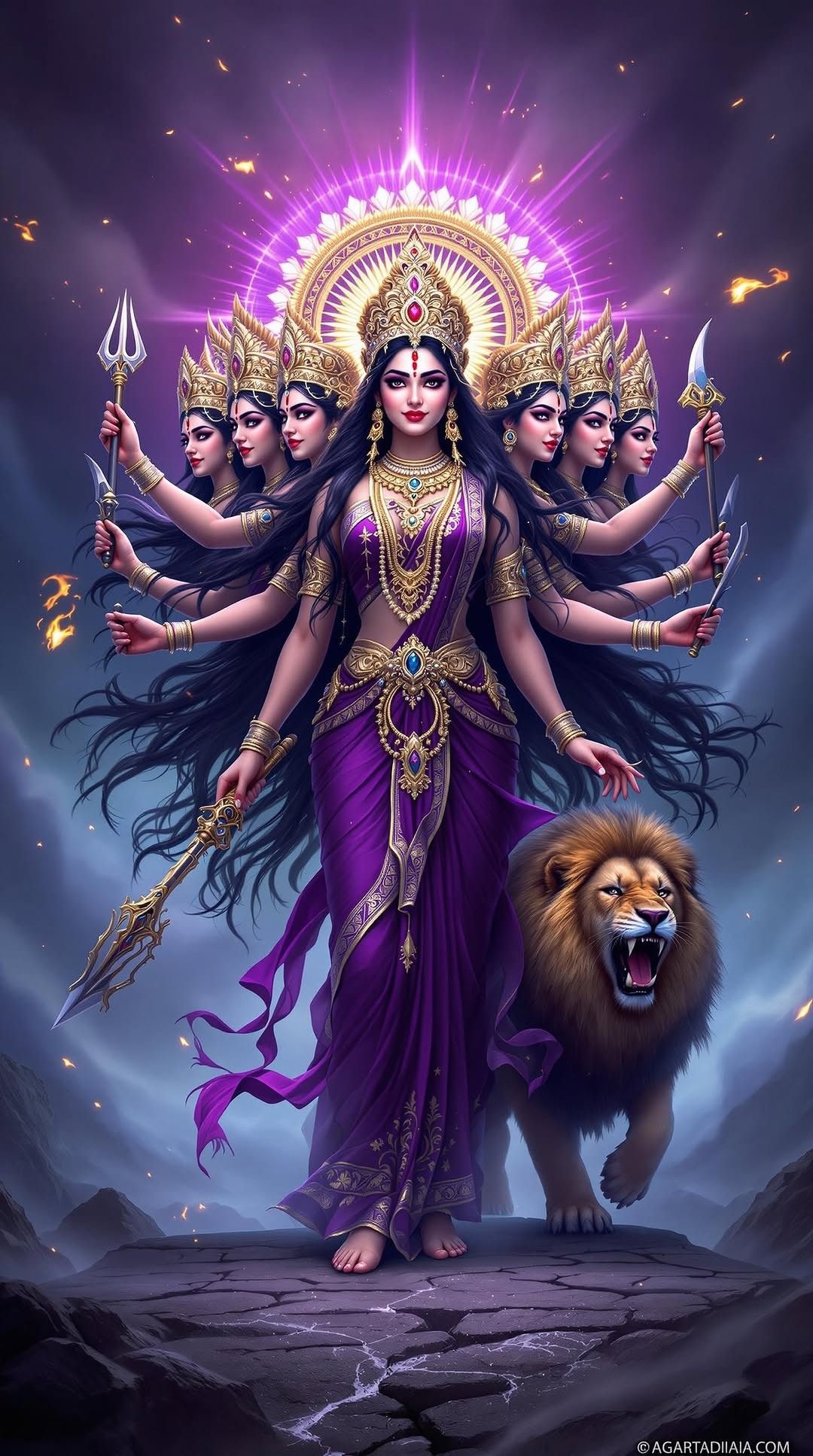 Ambe Maa with lion and multiple arms