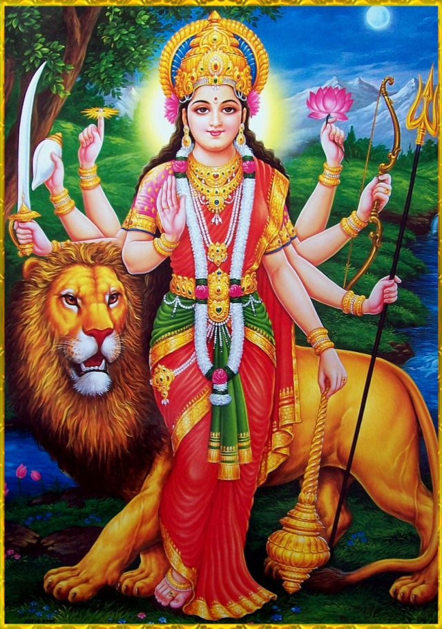 Ambe Maa seated on a lion