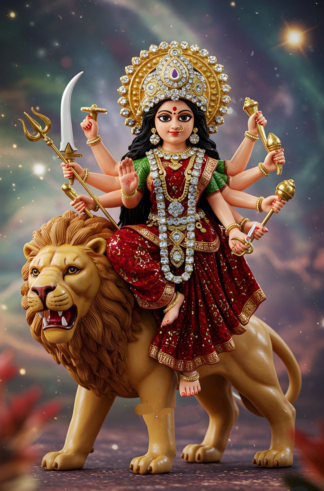 Durga Maa riding a lion, divine image