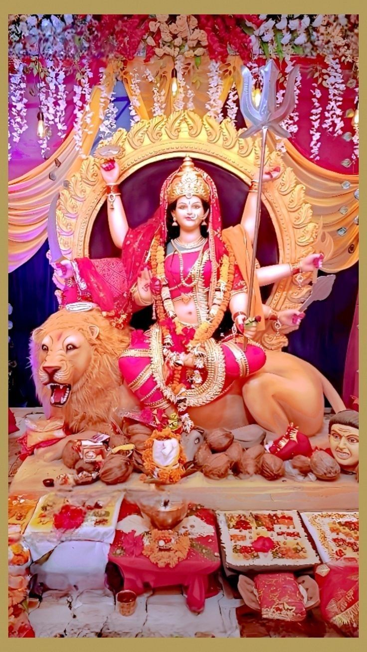 Durga Maa seated on a Lion
