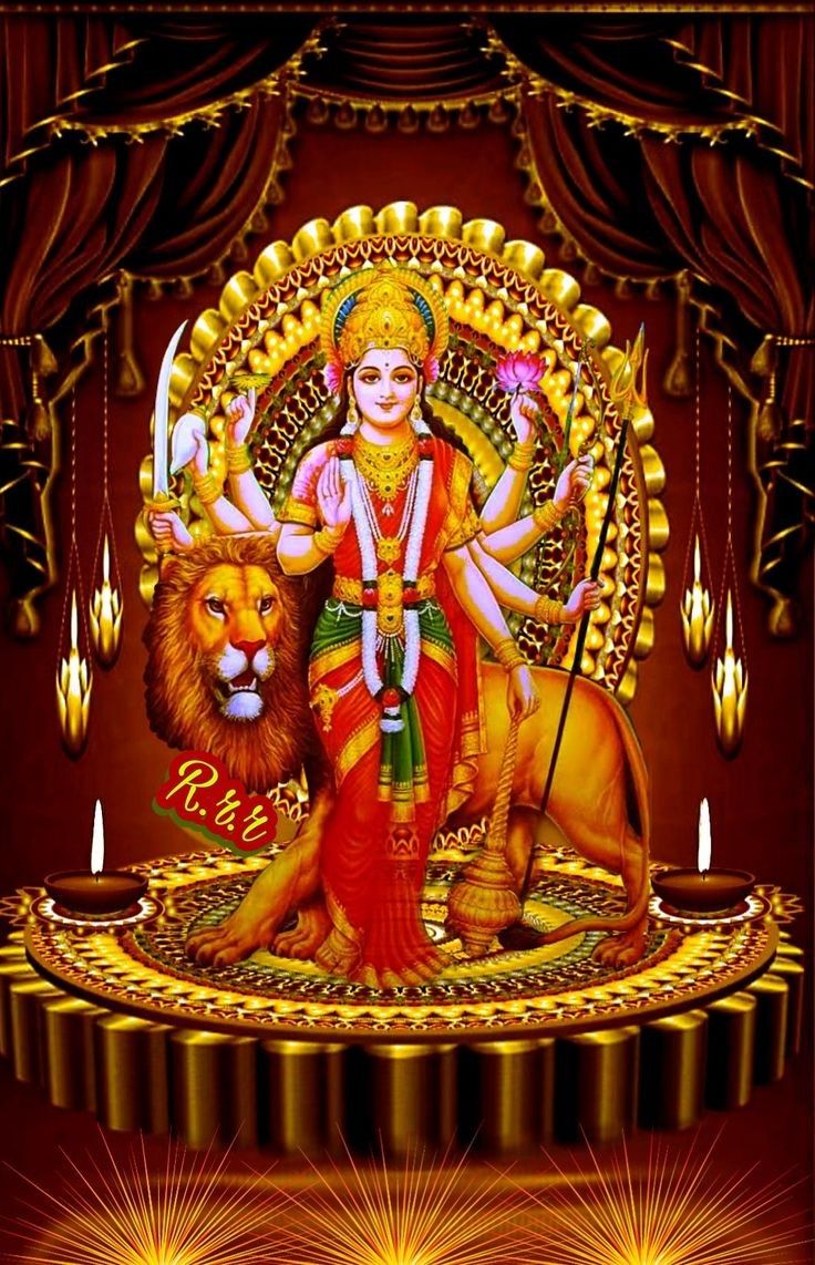 Ambe Maa seated on a lion