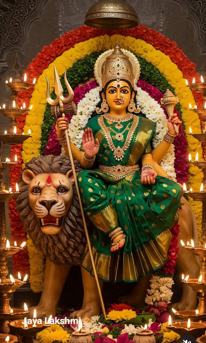 Ambe Maa seated on lion throne