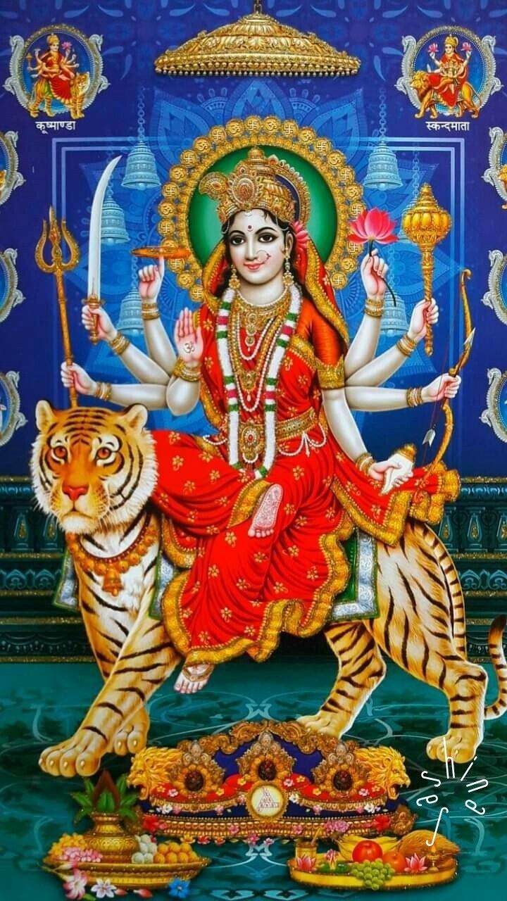 Ambe Maa riding a majestic lion