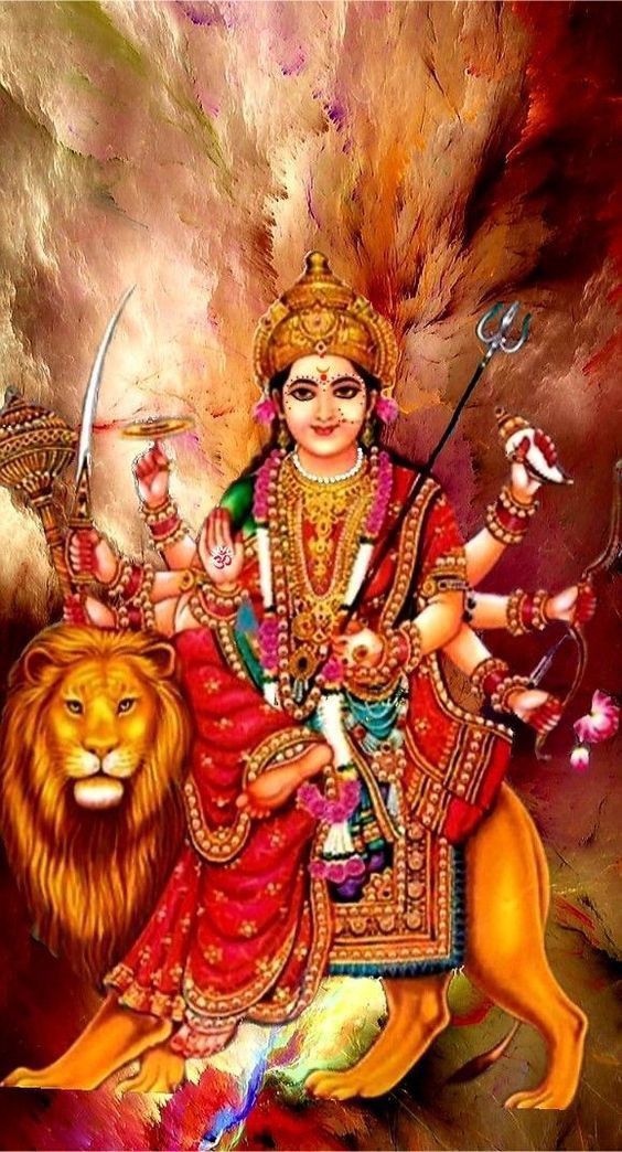 Ambe Maa riding a lion, powerful goddess