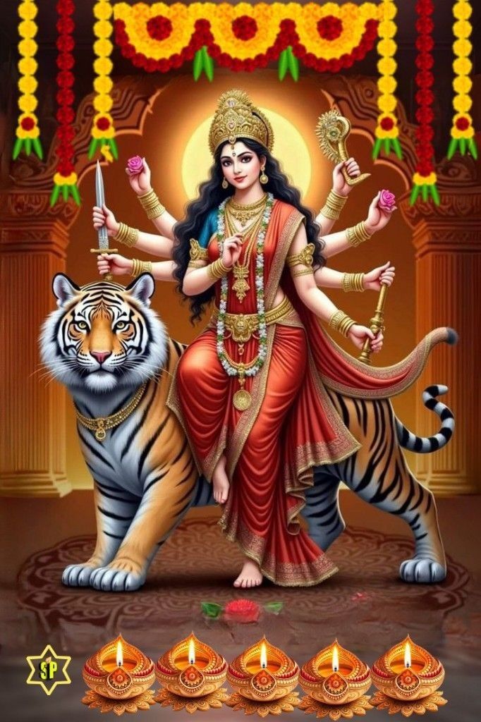 Ambe Maa sitting on tiger, divine image