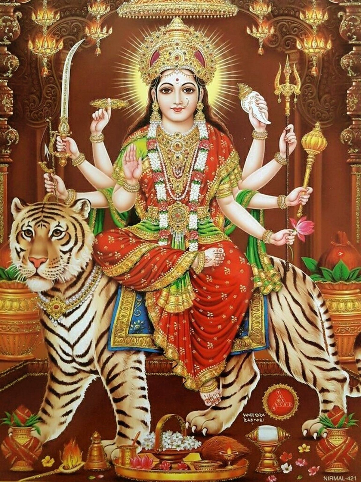 Ambe Maa riding a royal tiger