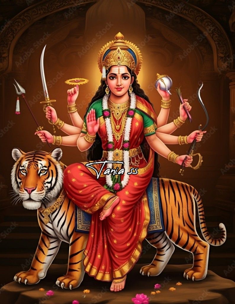 Ambe Maa riding a tiger, divine image