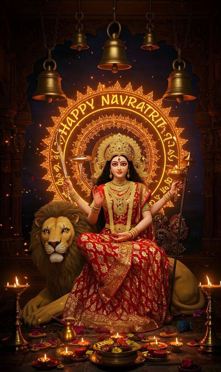 Ambe Maa on her Lion, Navaratri festival