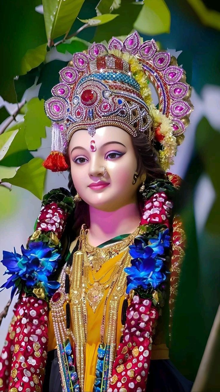 Ambe Maa with flowers and jewelry