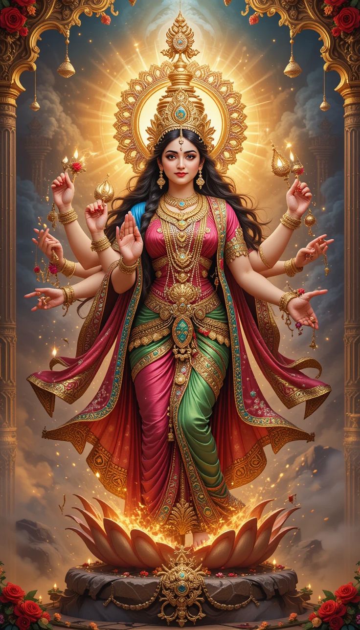 Divine Ambe Maa sitting on lotus