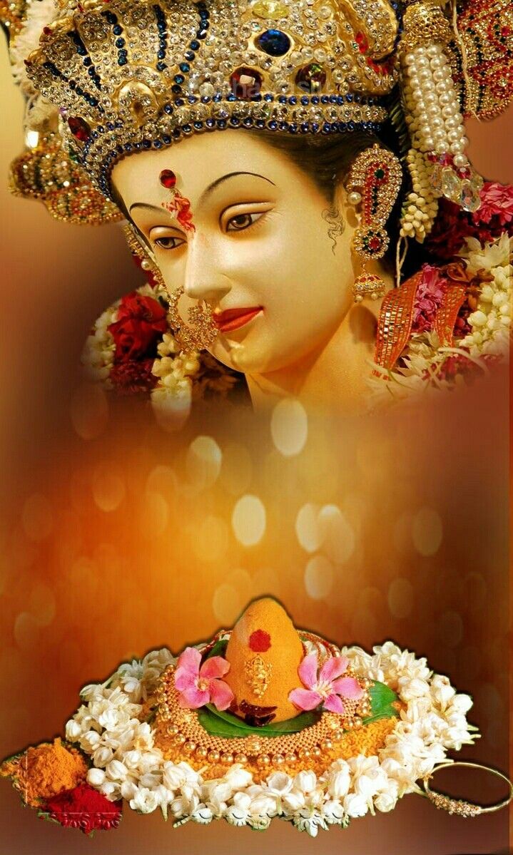 Goddess Ambe Maa with floral offerings