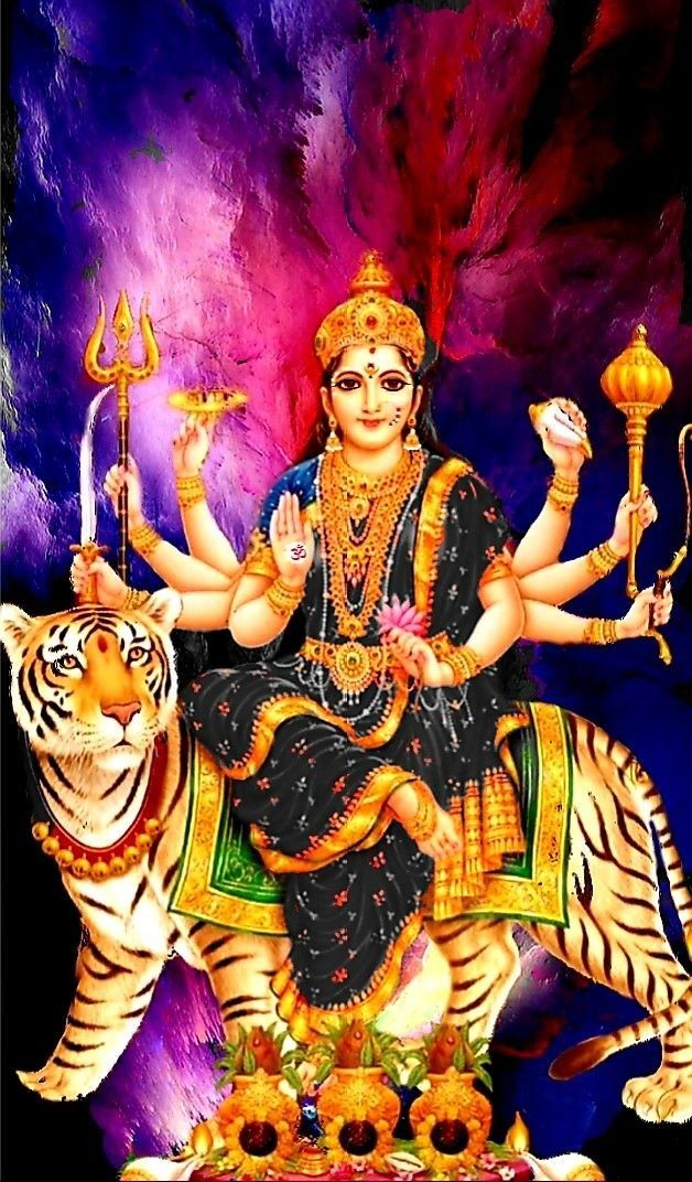 Ambe Maa riding a majestic tiger