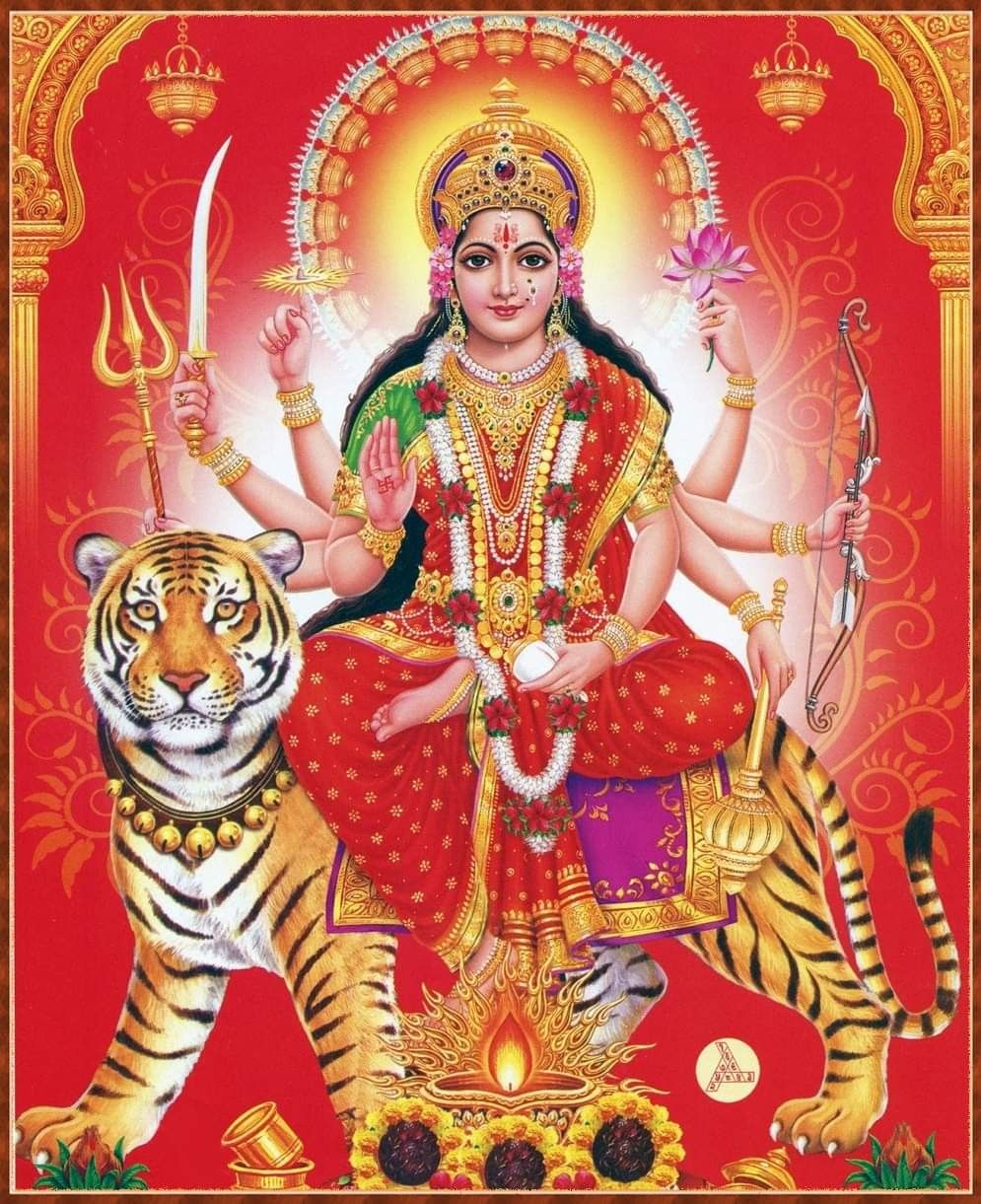Ambe Maa seated on tiger, divine protection
