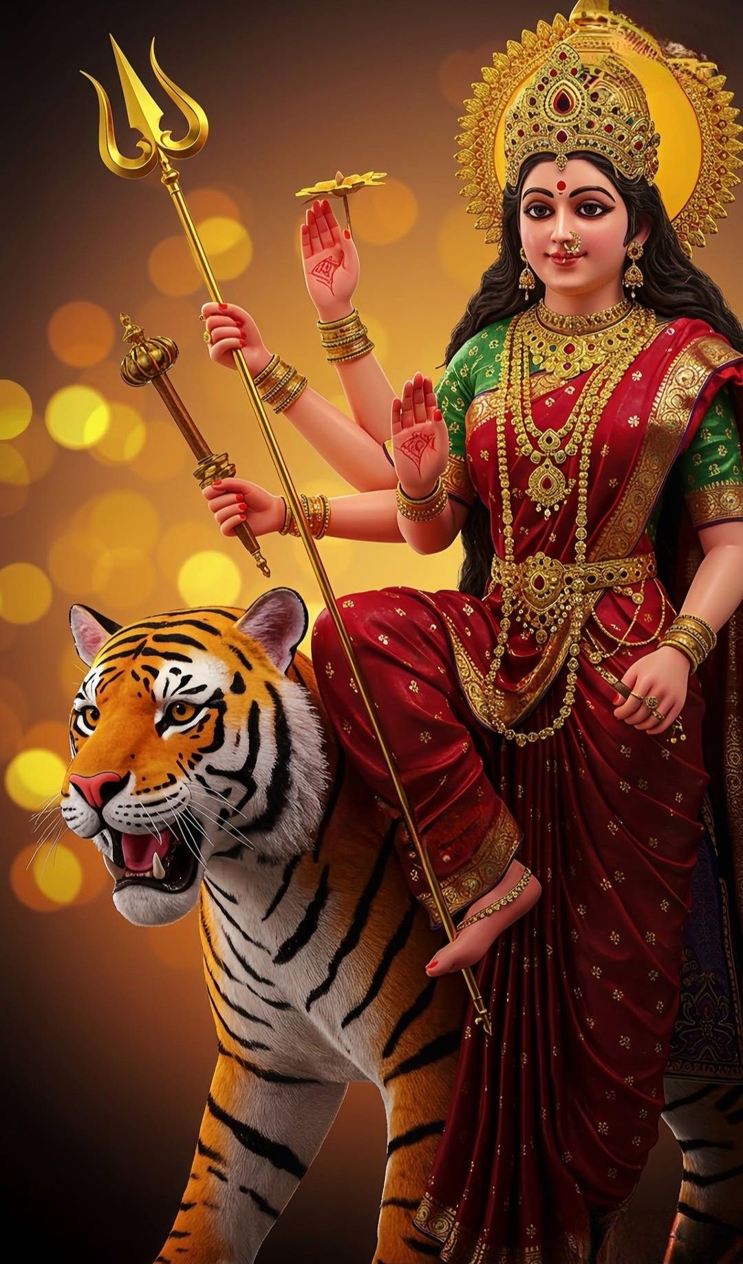 Ambe Maa riding a tiger, divine protection