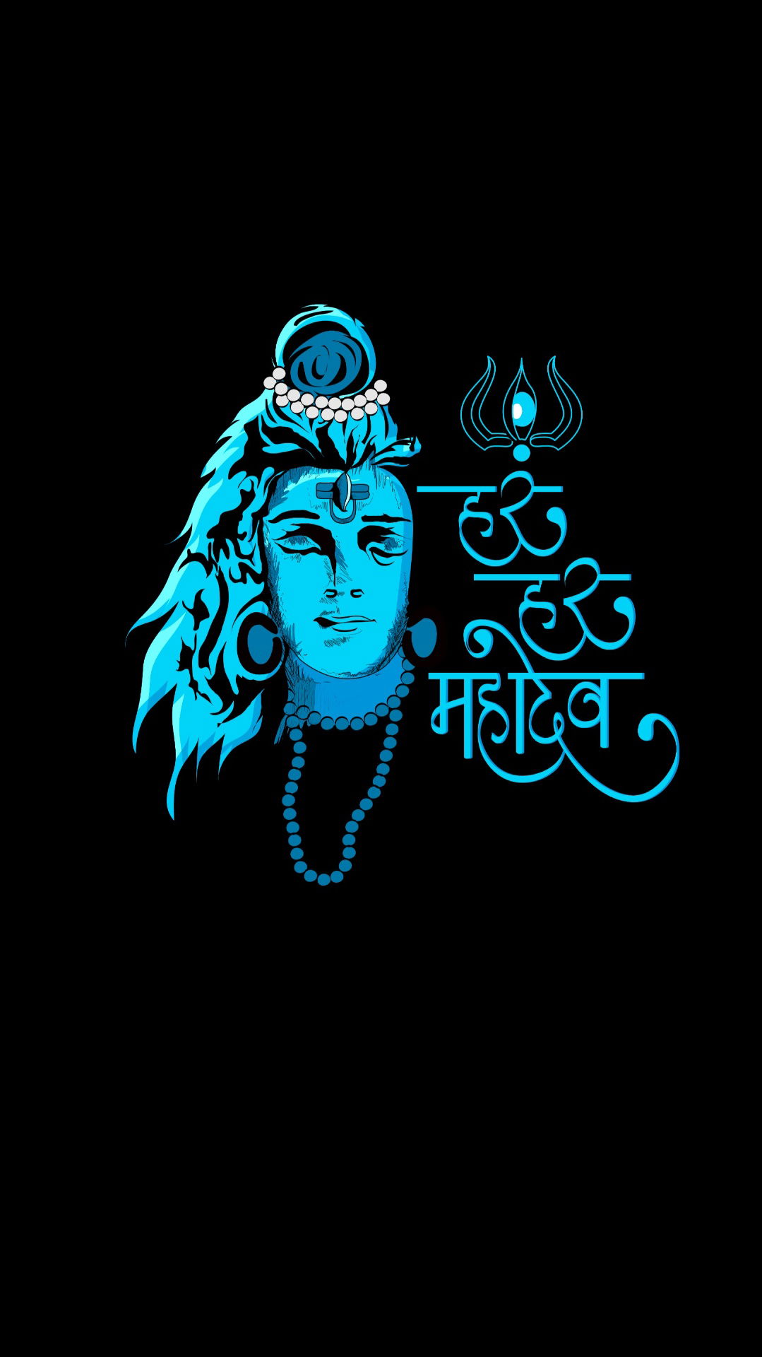 Lord Shiva\'s serene blue face glows.