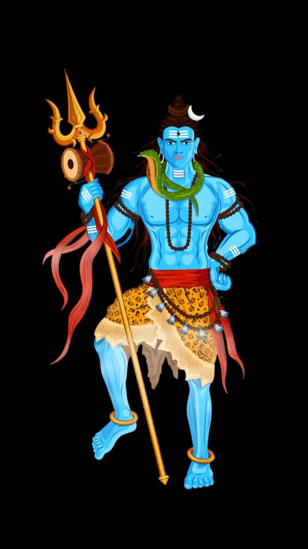 Powerful Shiva holding a trident.