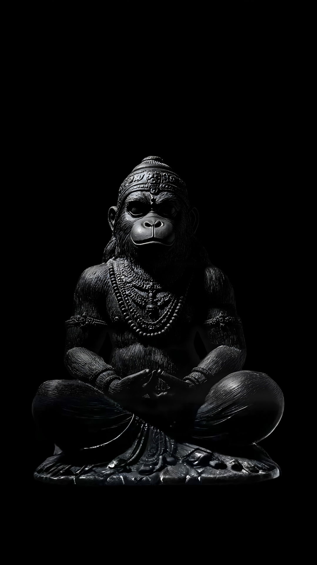 Hanuman meditating in peaceful devotion.