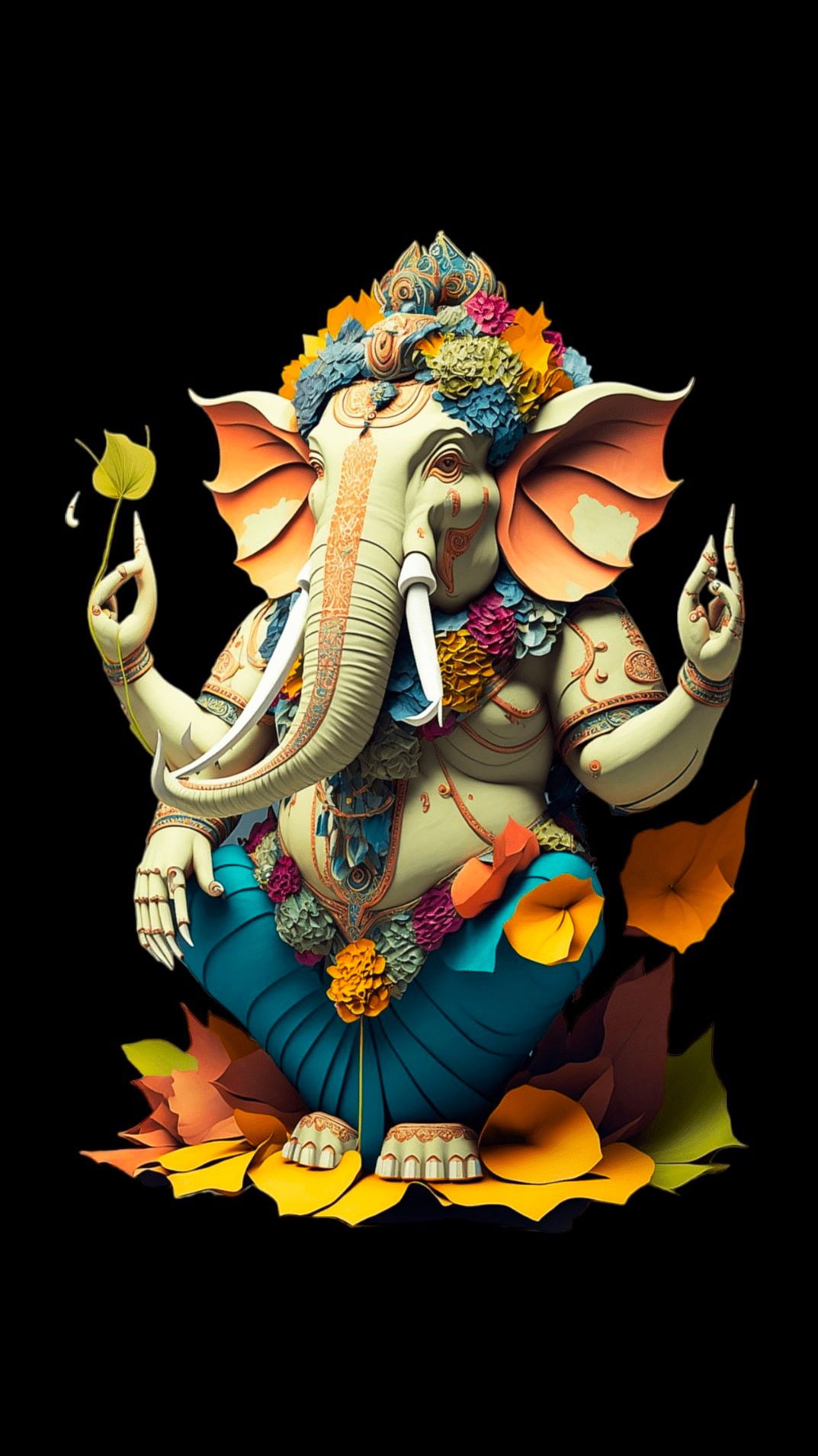 Lord Ganesha amidst vibrant flowers