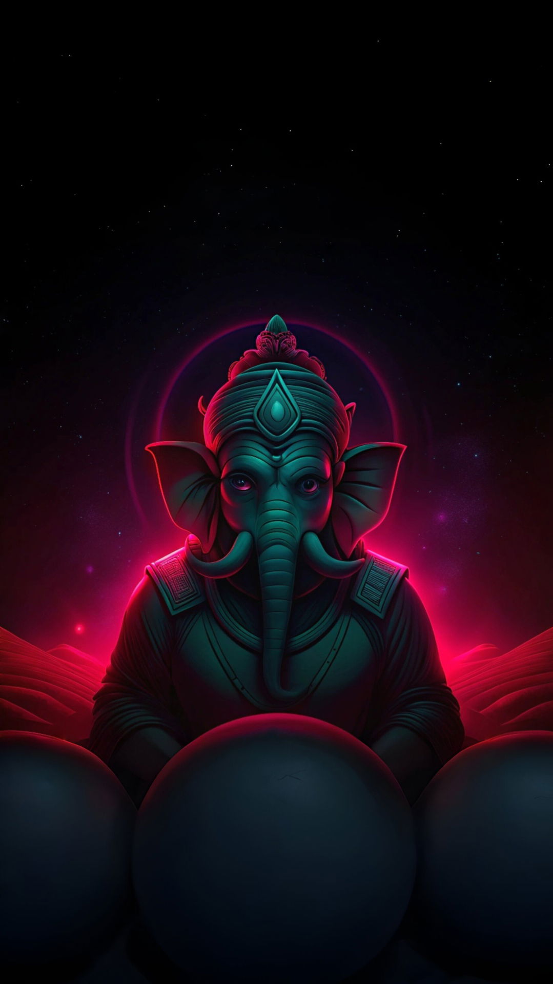 Ganesha portrait amidst cosmic background