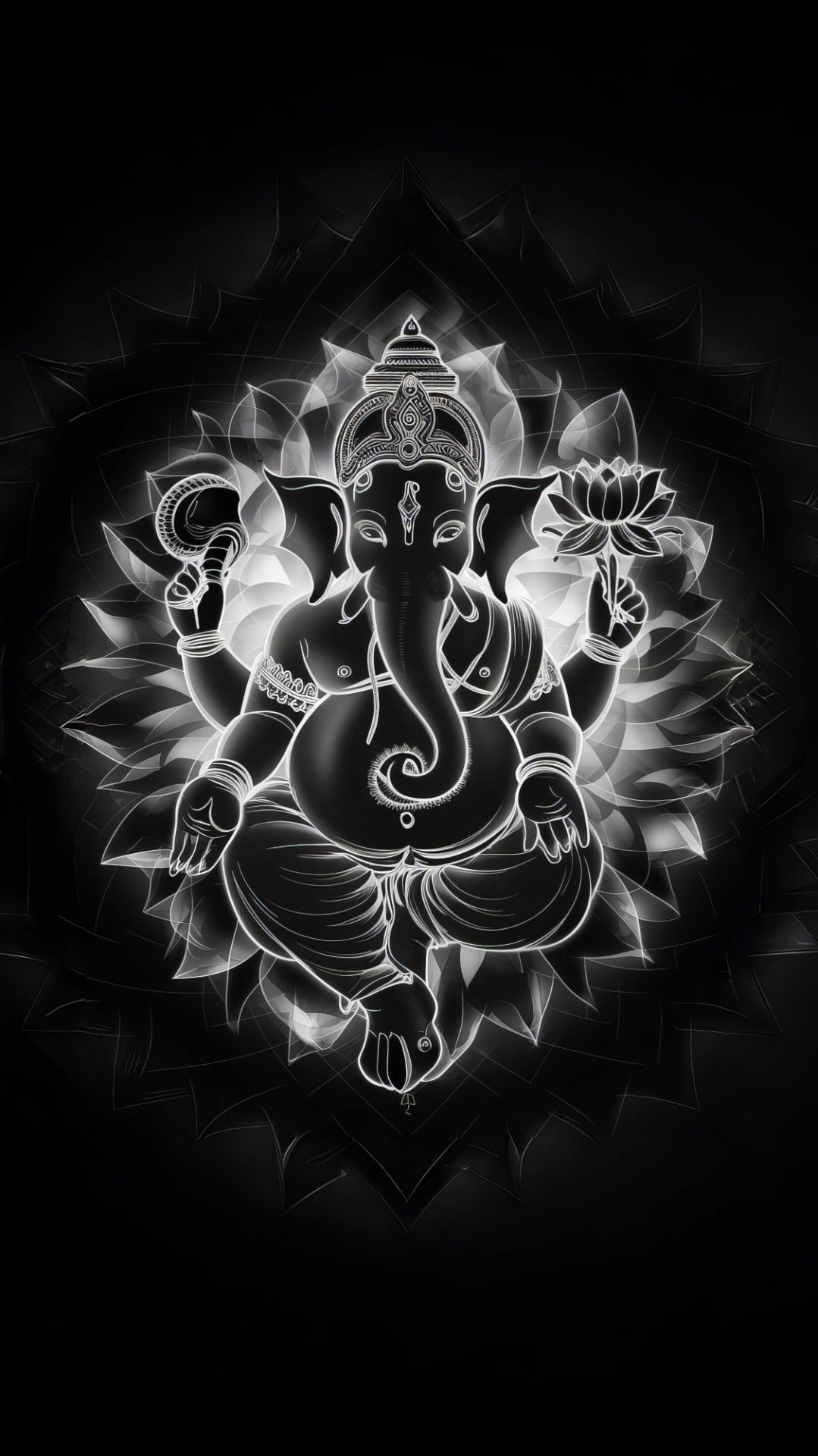 Lord Ganesha with lotus blossoms