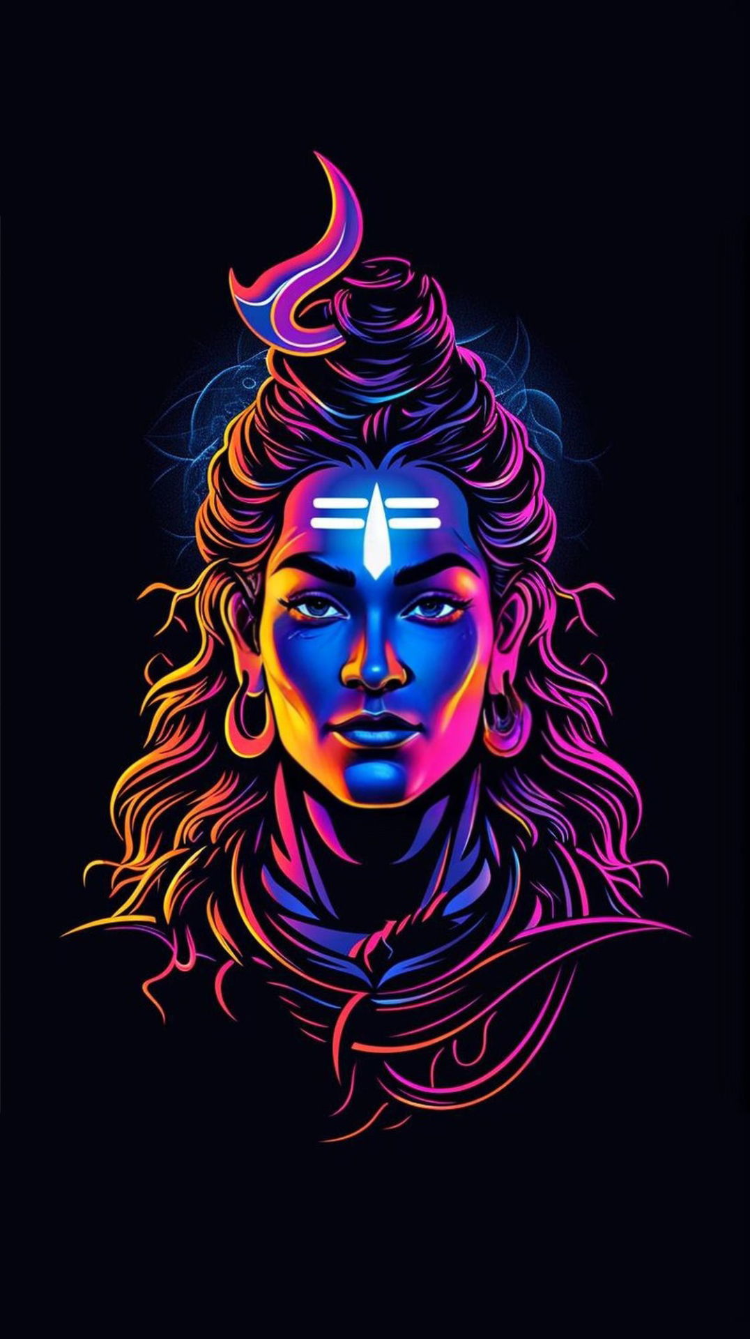 Neon portrait of Lord Shiva face
