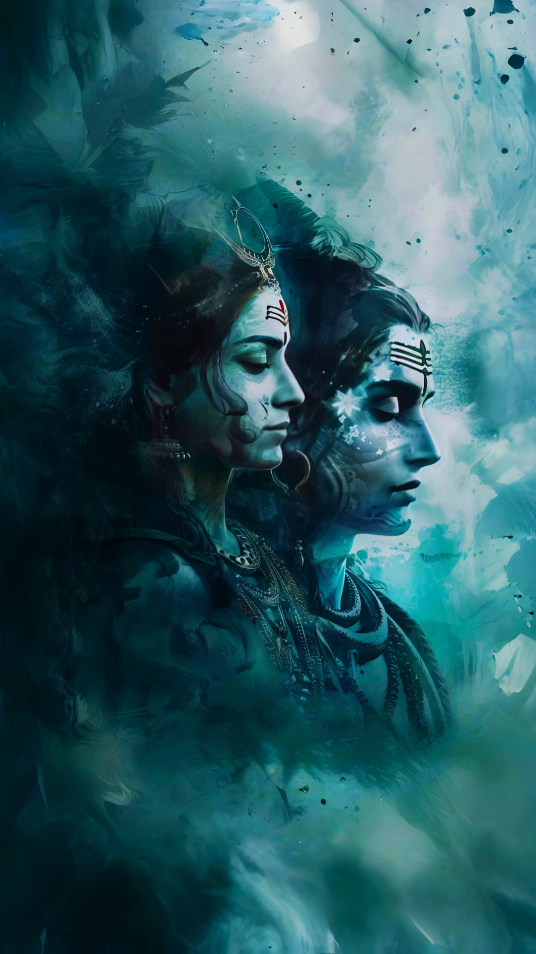 Lord Shiva portrait with trident and serpent