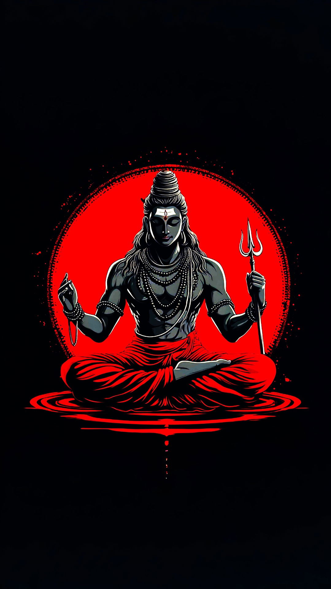 Meditating Shiva with Trishul and Lotus