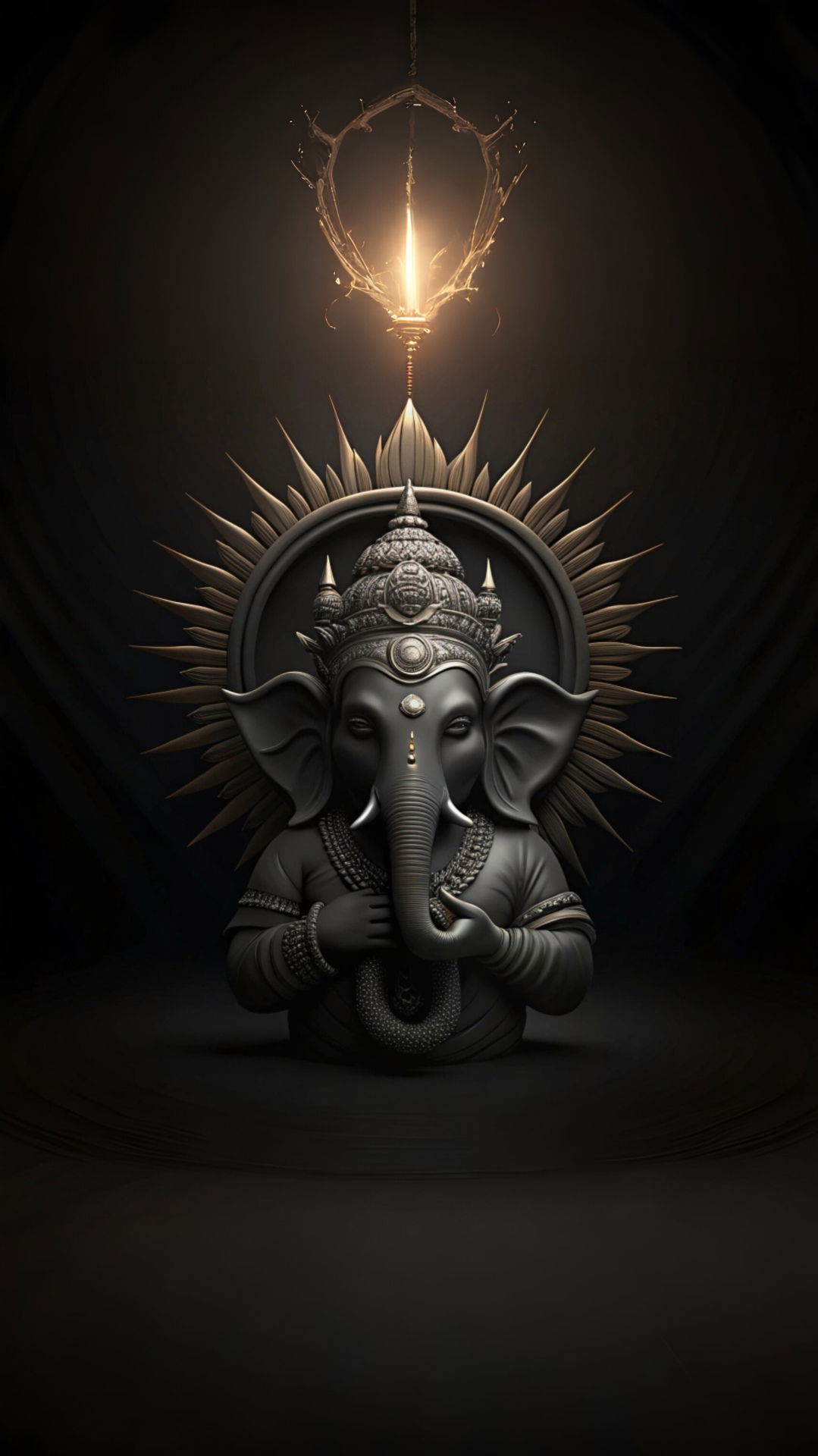 Lord Ganesha with golden halo, divine image
