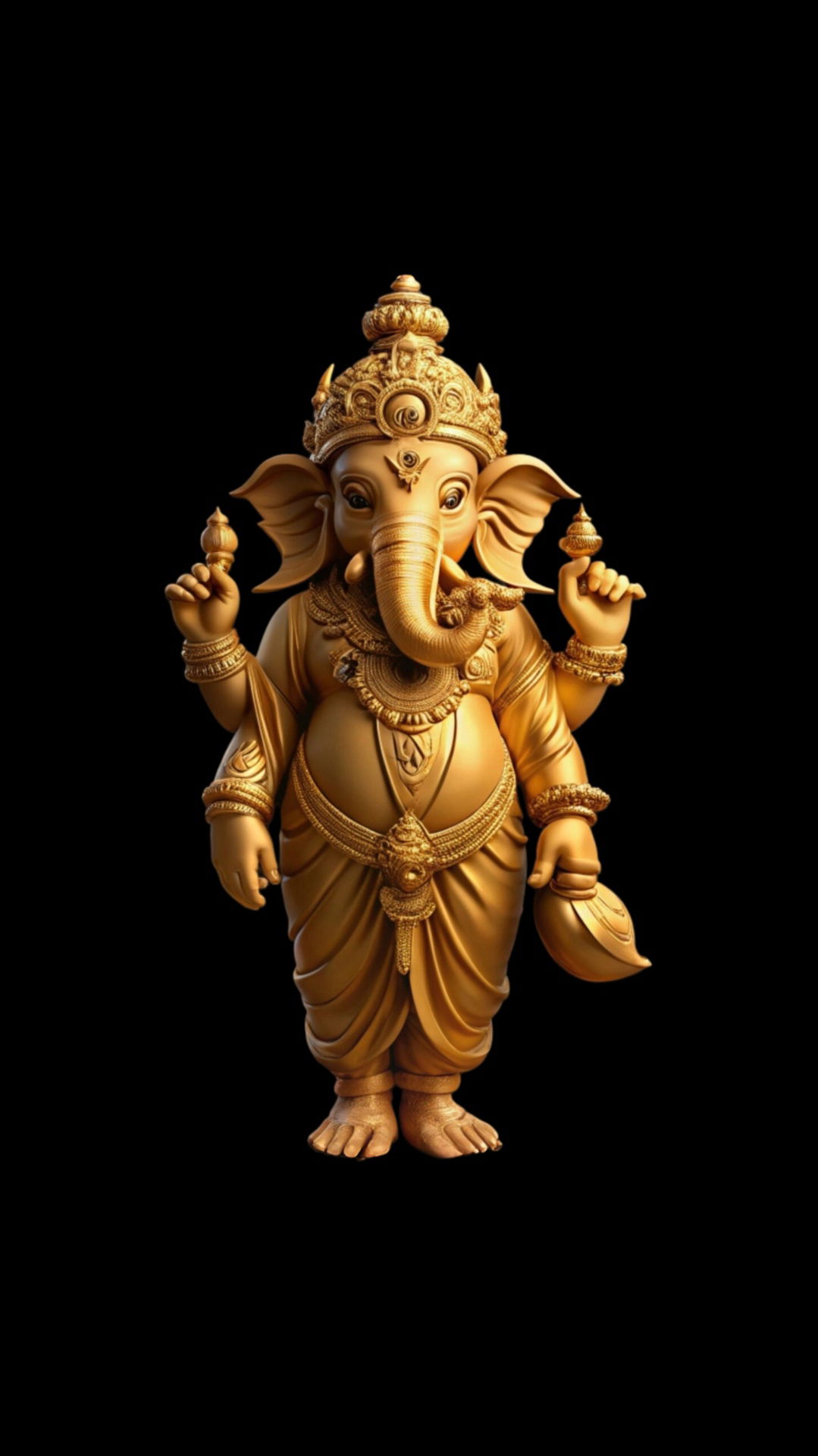 Golden Ganesha statue with raised hands