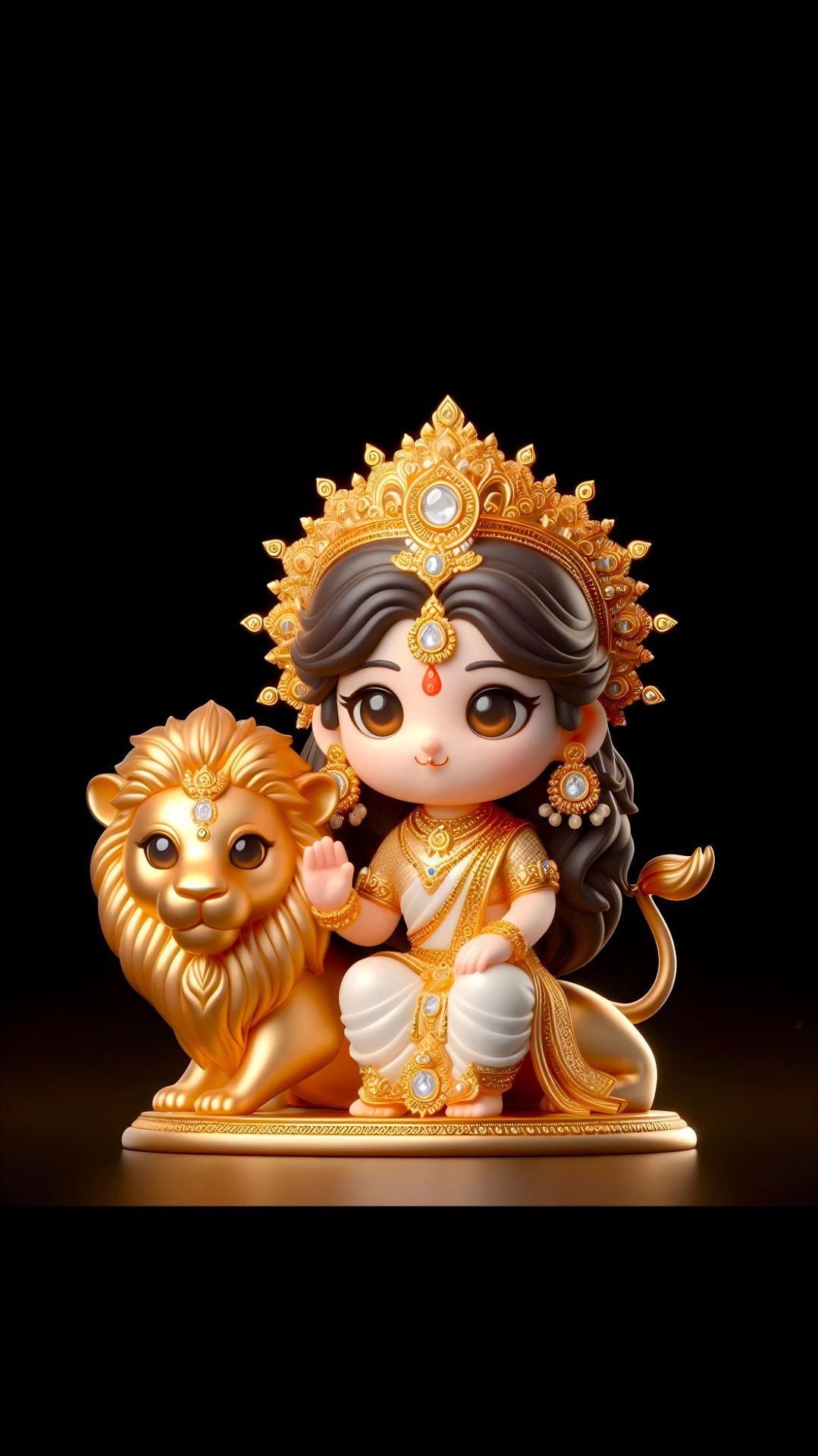 Goddess Durga with her lion mount.