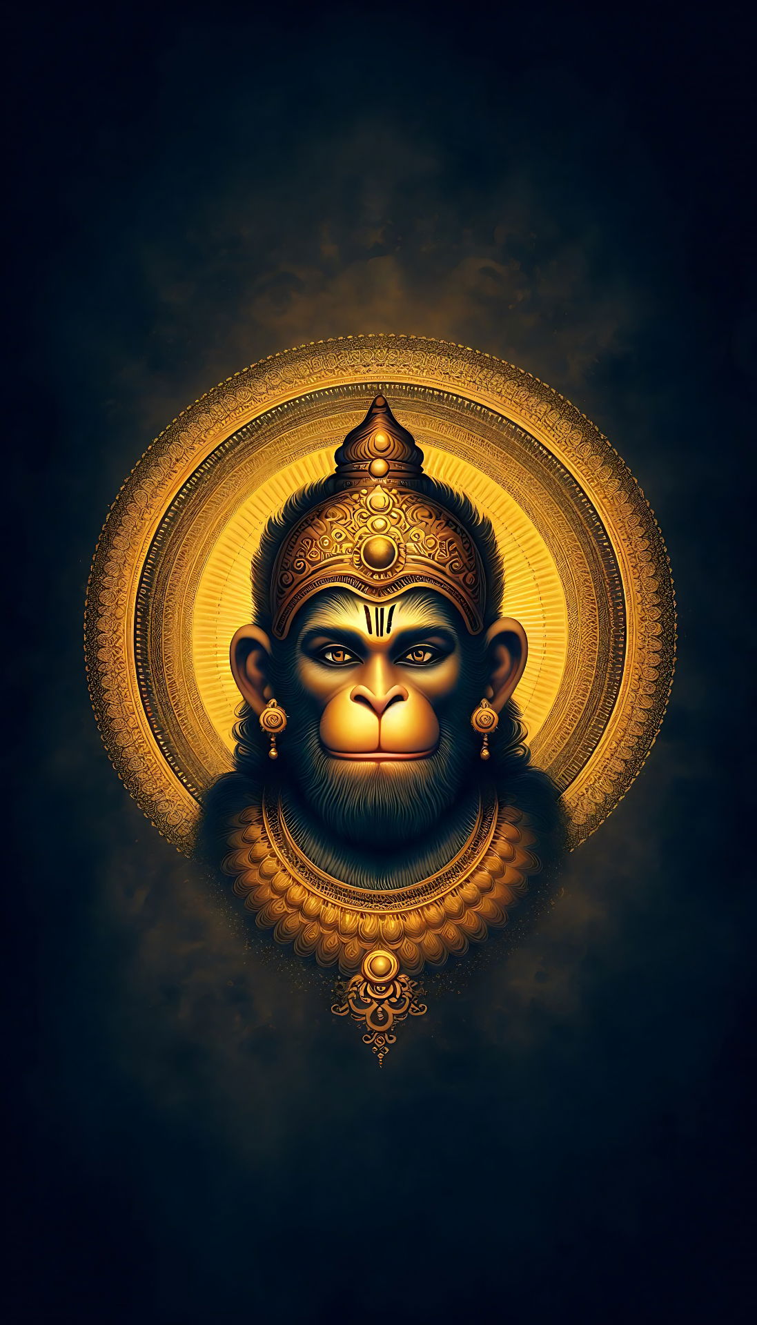 Hanuman portrait with golden halo